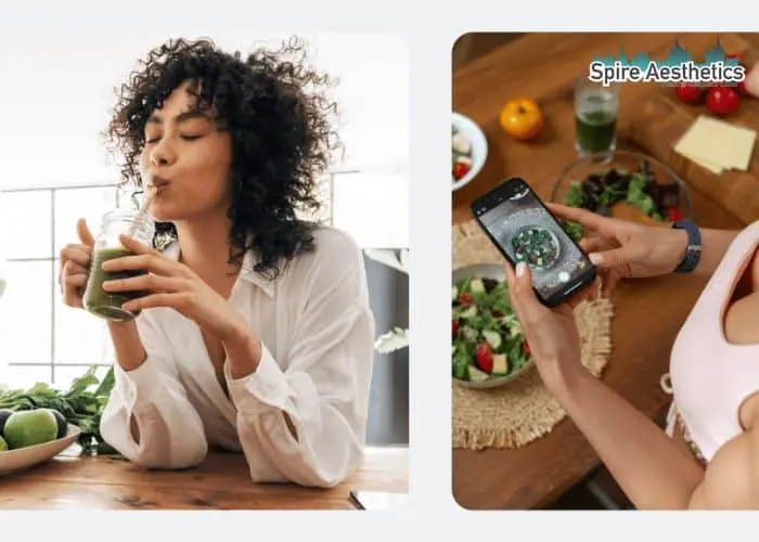 Image of woman looking into her diet and fat freezing Chesham to improve her health